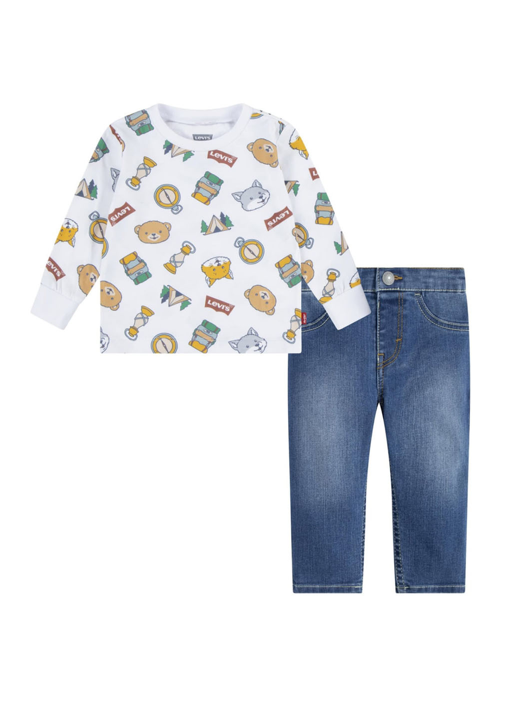 Білий демісезонний комплект (лонгслів, джинси) Levi's