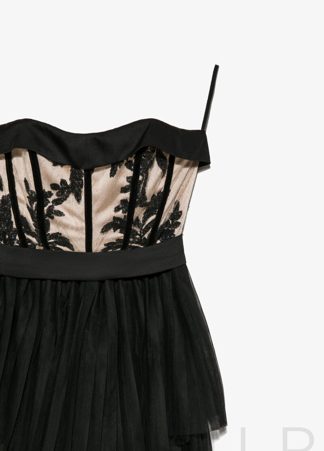 Черное вечернее платье из плиссированного фатина Gepur однотонное
