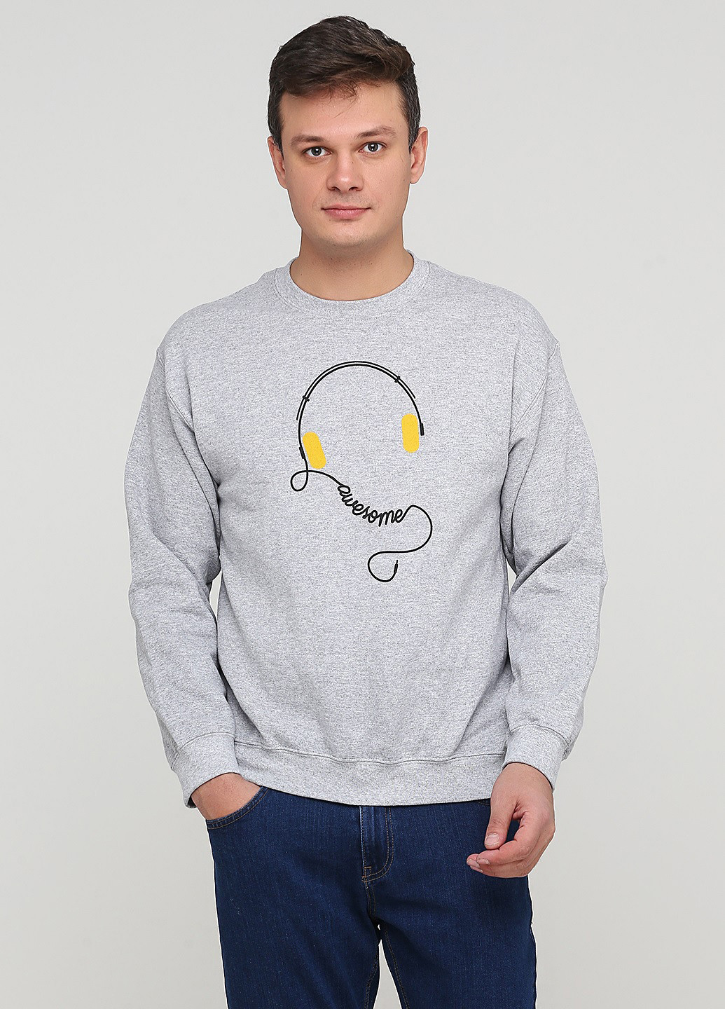 Світло-сірий світшот Omaze малюнок без декору (361960089)