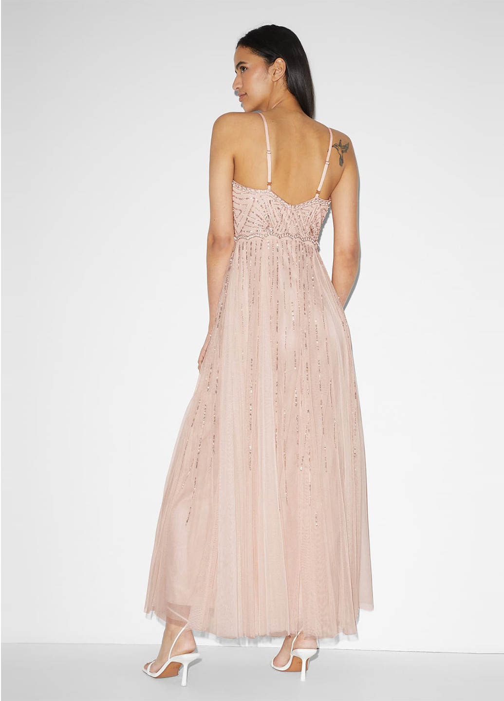 Світло-рожева вечірня сукня з пишною спідницею C&A однотонна