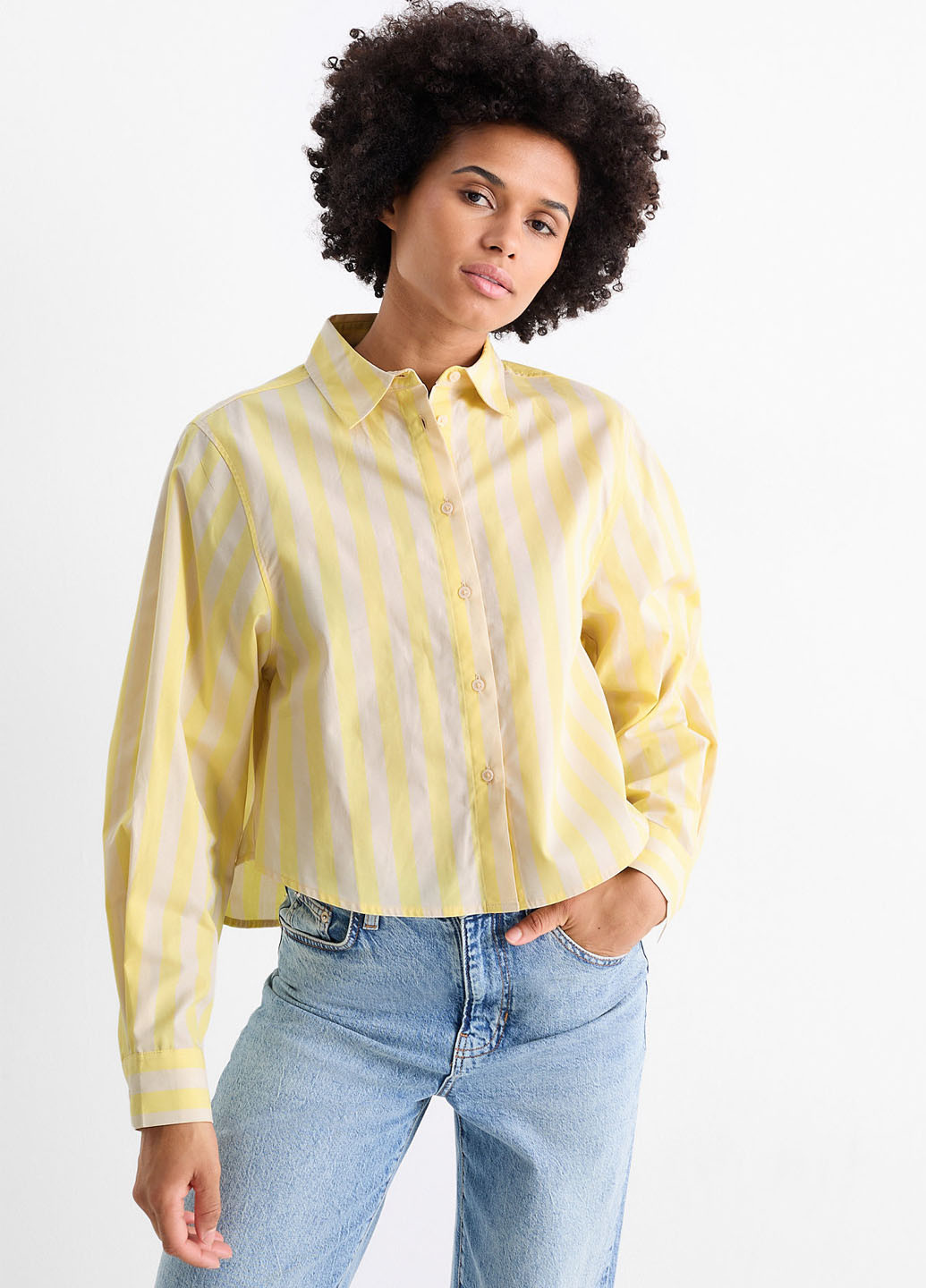 Желтая кэжуал рубашка в полоску C&A