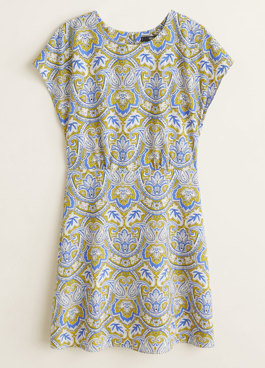 Синее кэжуал платье платье-футболка Mango с абстрактным узором