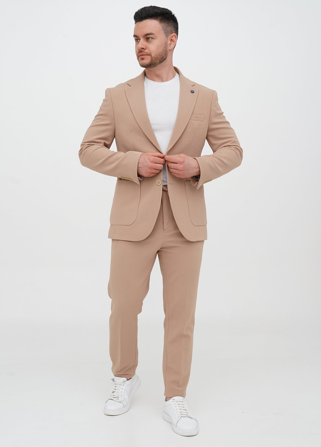 Бежевий демісезонний костюм (піджак, штани) брючний Trend Collection