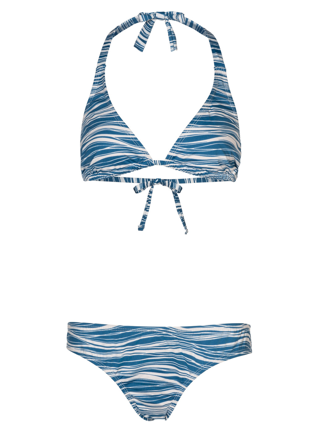 Синий летний купальник в полоску раздельный, бикини, халтер Beach Panties
