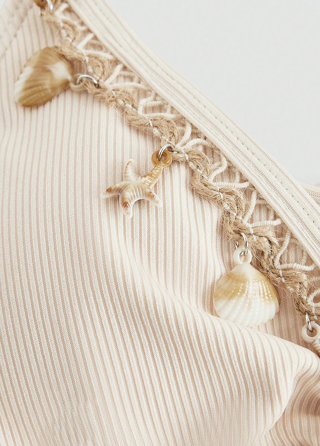 Кремовый летний купальник (лиф, трусики) бикини, раздельный SHEIN