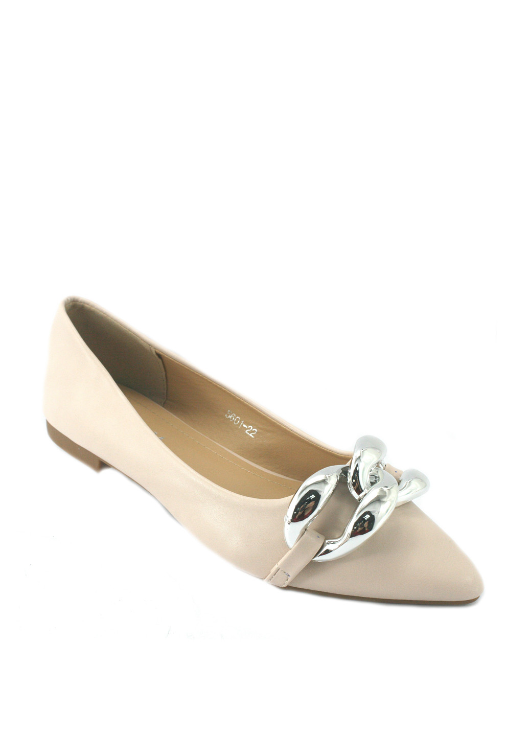 Женские балетки | бежевые однотонные цепочки искусственная кожа (322353741)