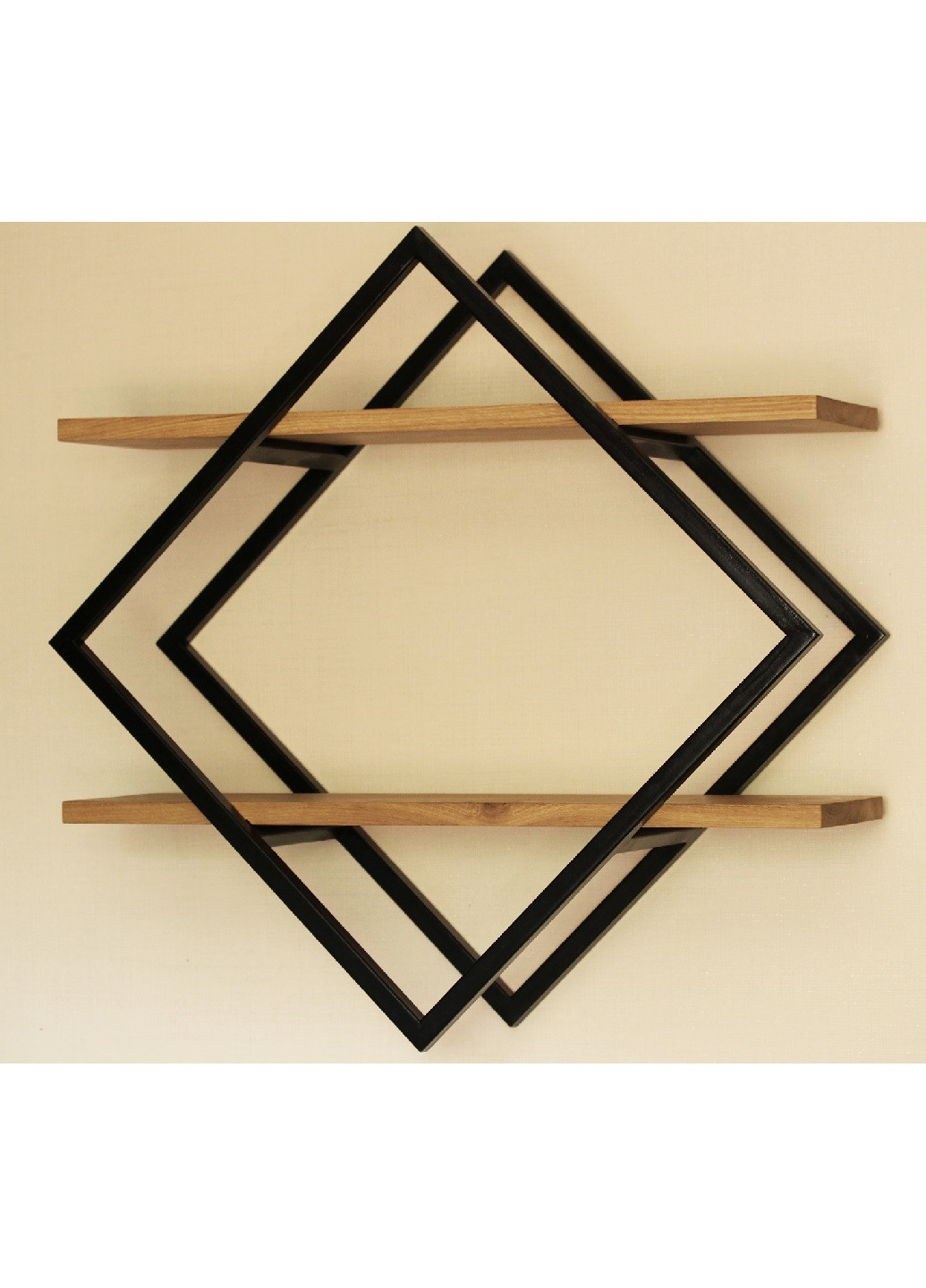 Полиця настінна підвісна підставка органайзер для книг фотографій у формі ромба з металу і дерева (65107-Нов) Francesco Marconi (251208271)