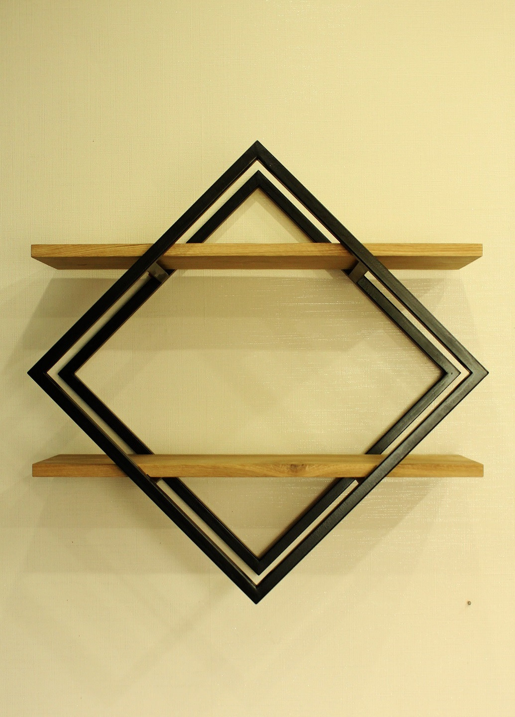 Полиця настінна підвісна підставка органайзер для книг фотографій у формі ромба з металу і дерева (65107-Нов) Francesco Marconi (251208271)