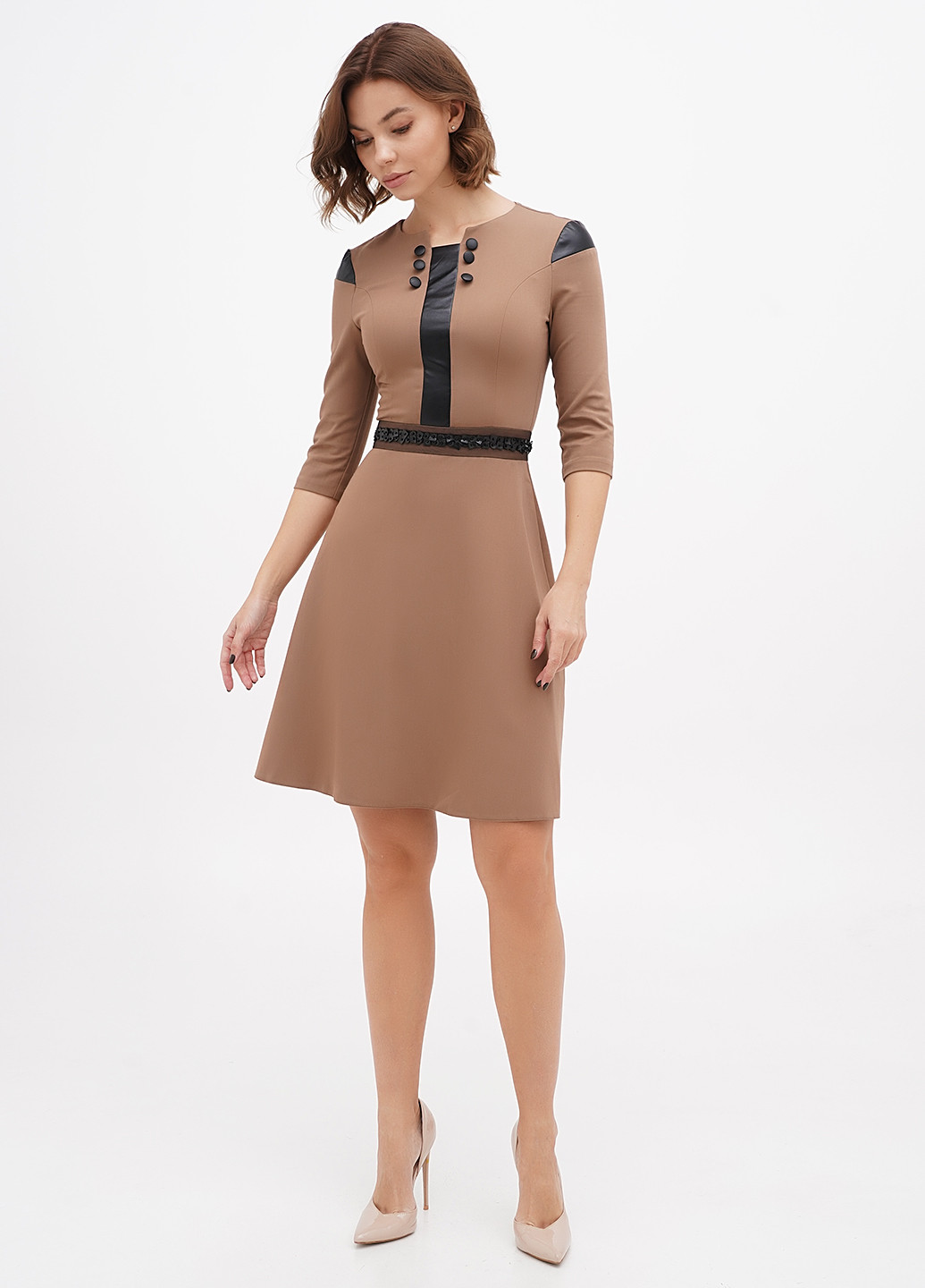 Світло-коричнева кежуал сукня Sassofono однотонна