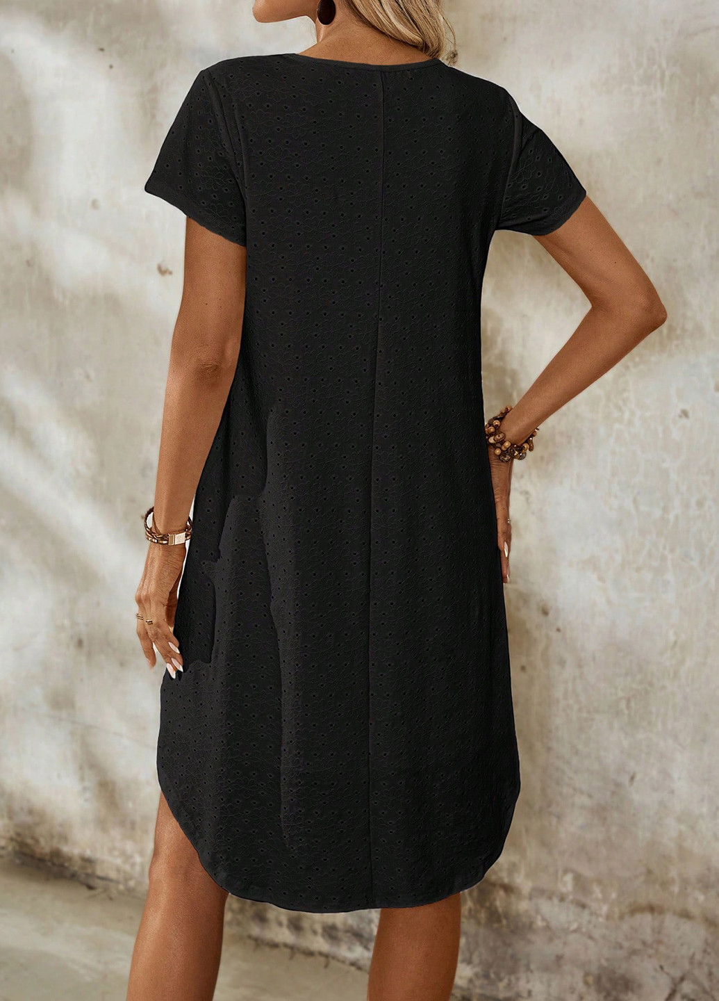 Черное кэжуал платье а-силуэт SHEIN однотонное