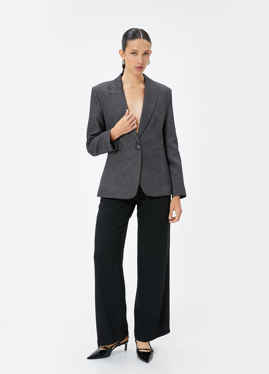 Темно-серый женский жакет KOTON меланжевый - демисезонный