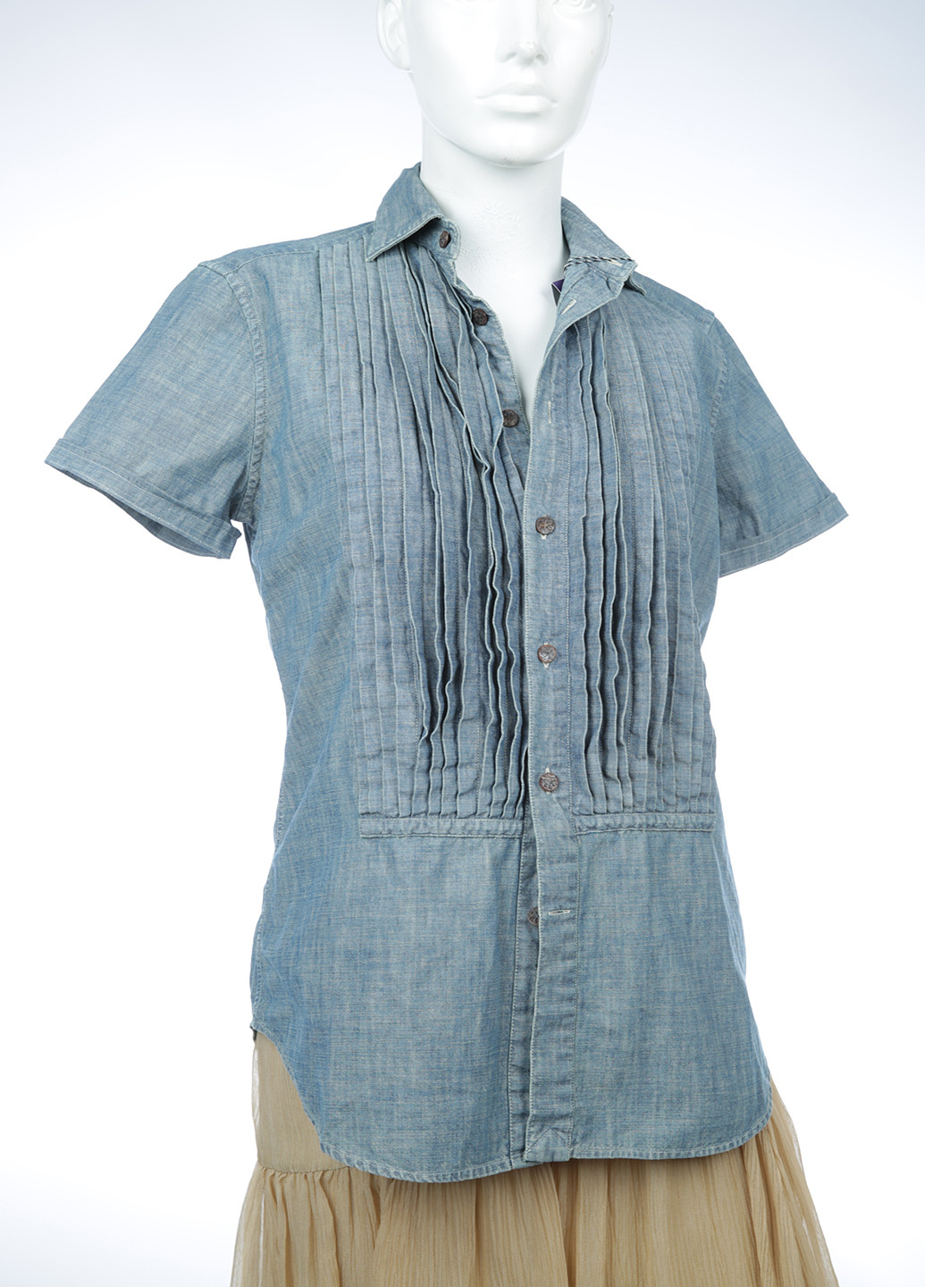 Синяя кэжуал рубашка однотонная Ralph Lauren