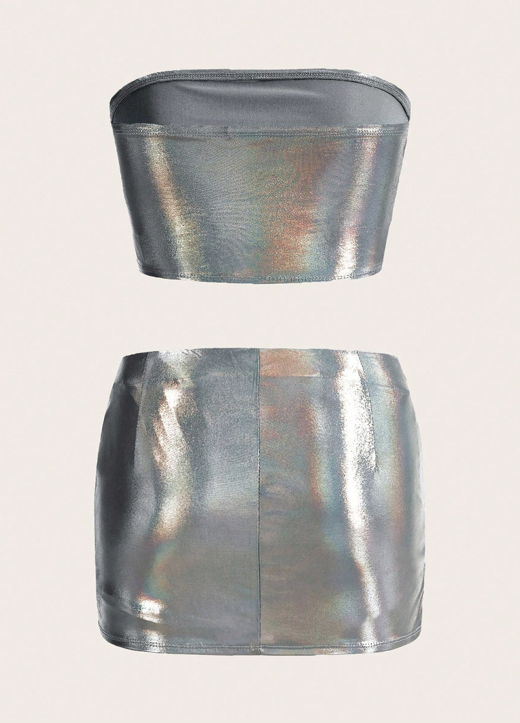 Срібний літній комплект (топ, спідниця) SHEIN