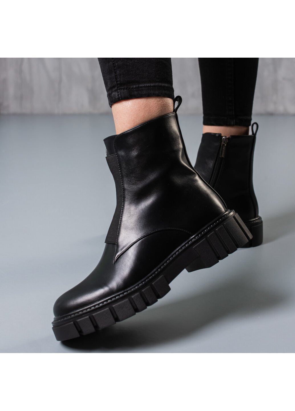 Осенние ботинки женские code 3747 36 23,5 см черный Fashion из искусственной кожи