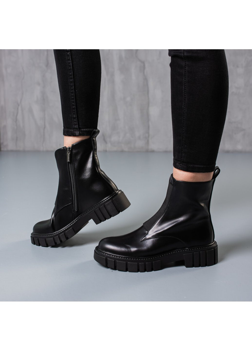 Осенние ботинки женские code 3747 36 23,5 см черный Fashion из искусственной кожи