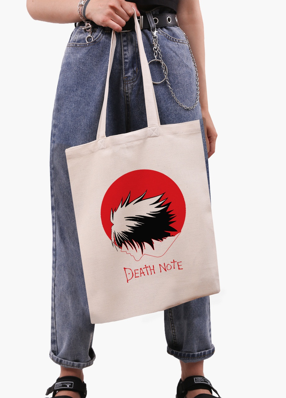 Эко сумка шоппер белая Эл Тетрадь смерти (Death Note) (9227-2653-WT-1) Еко сумка шоппер біла 41*35 см MobiPrint (215977317)