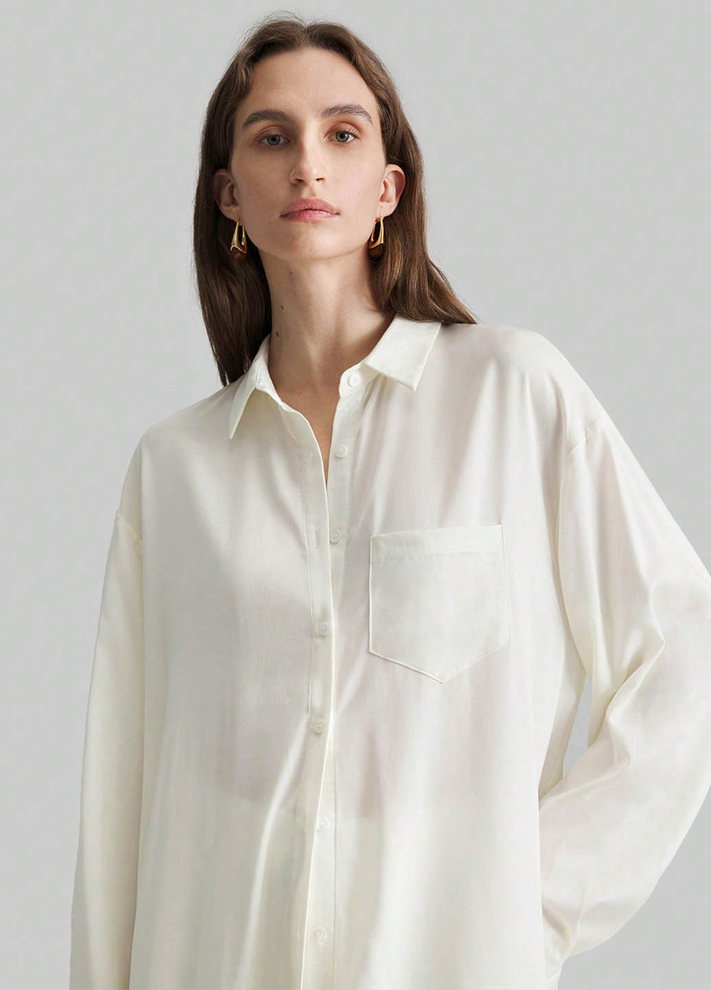 Молочное кэжуал платье рубашка SHEIN однотонное