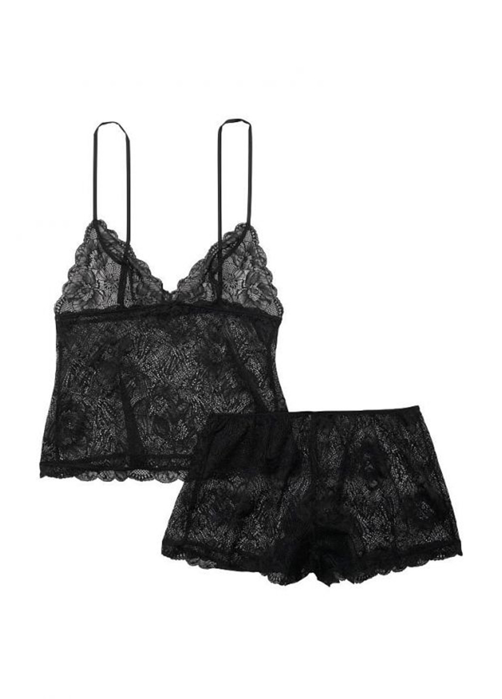 Черная всесезон пижама (топ, шорты) топ + шорты Victoria's Secret