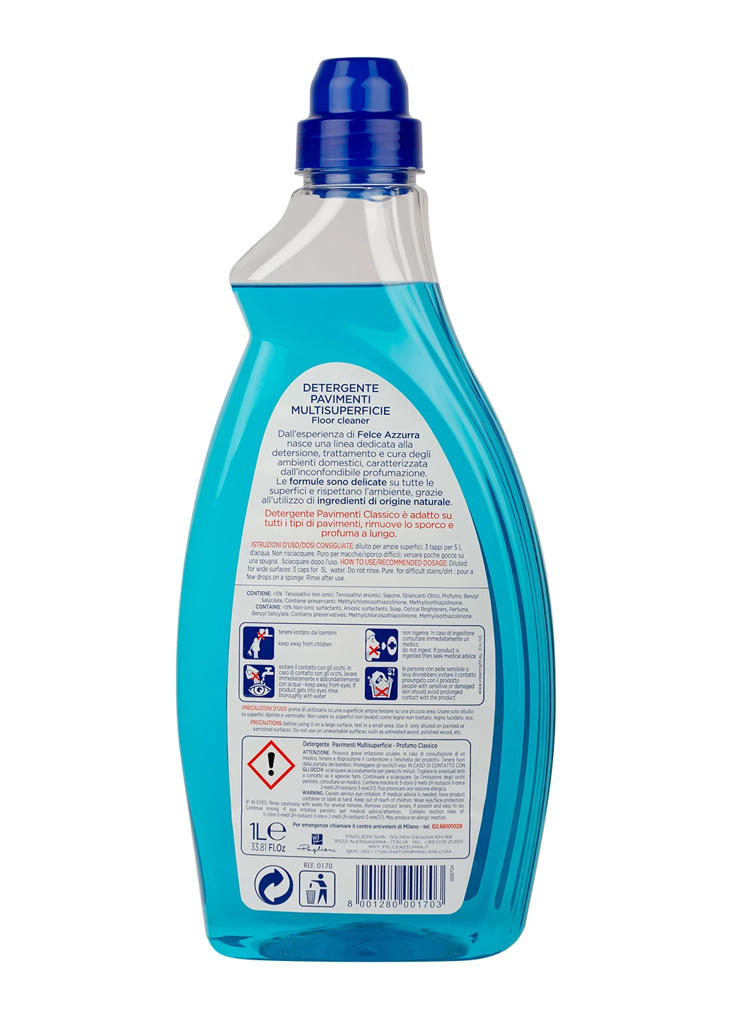 Миючий засіб для підлоги Pavimenti Multisuperficie Classico 1 л Felce Azzurra (214957968)