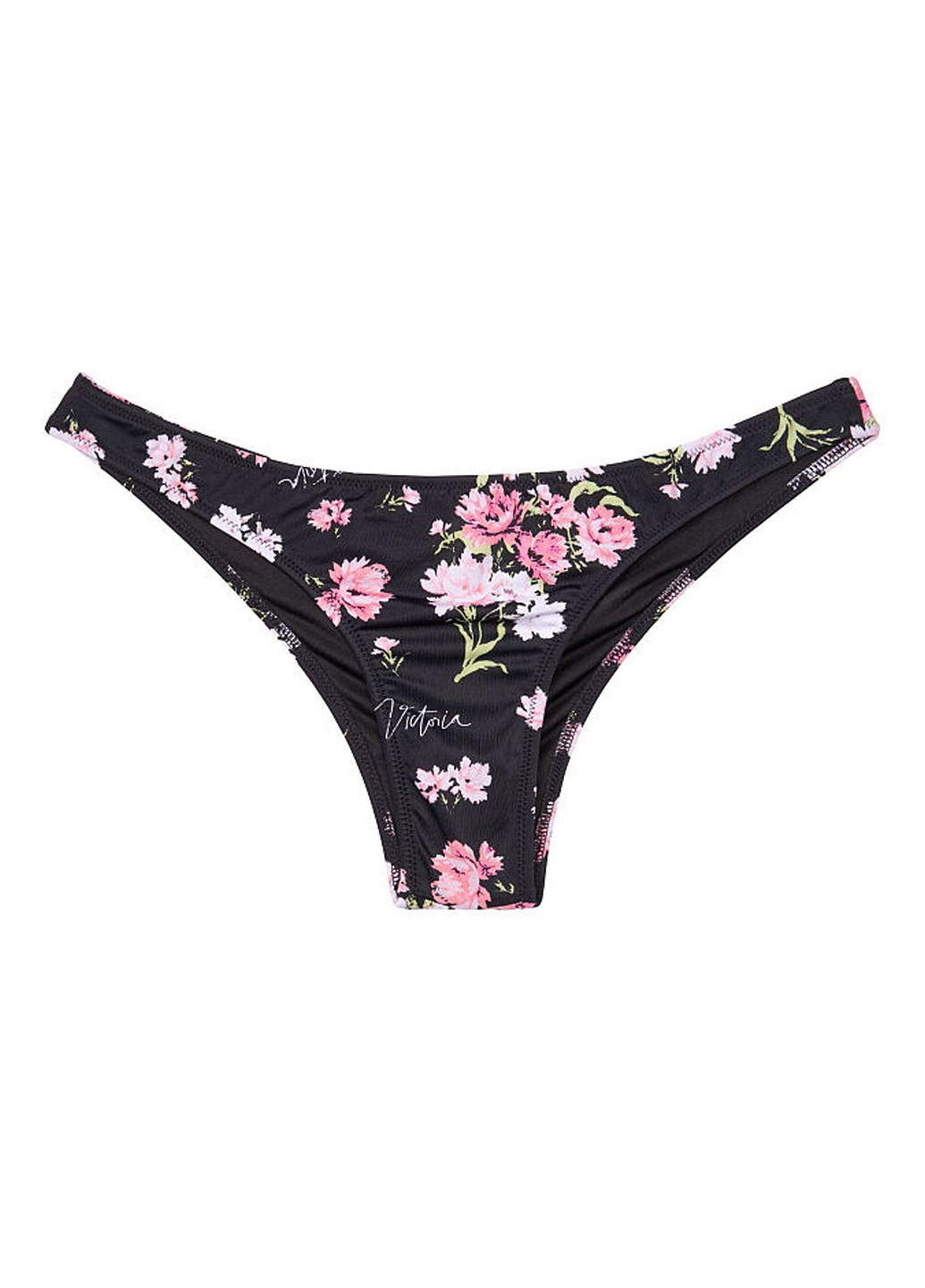 Черные купальные трусики-плавки с цветочным принтом Victoria's Secret