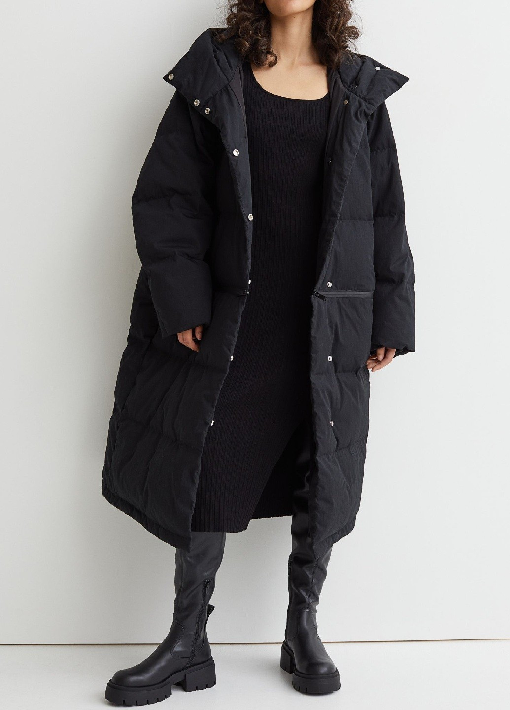 Черное зимнее Пальто H&M