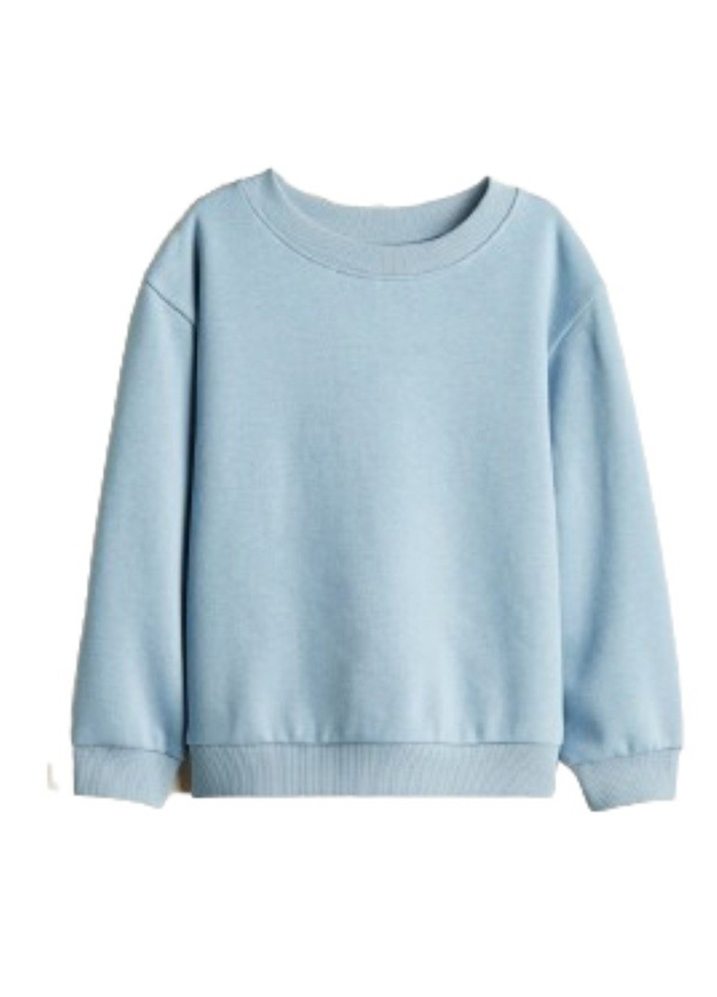 H&M свитшот однотонный светло-голубой кэжуал хлопок, трикотаж с начесом