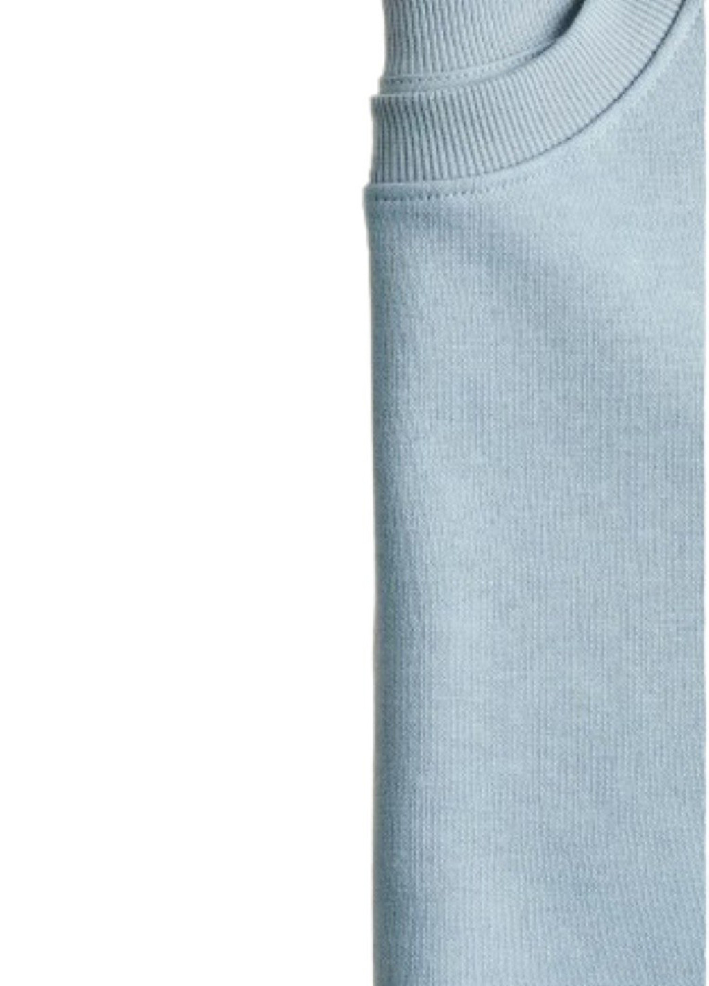 H&M свитшот однотонный светло-голубой кэжуал хлопок, трикотаж с начесом