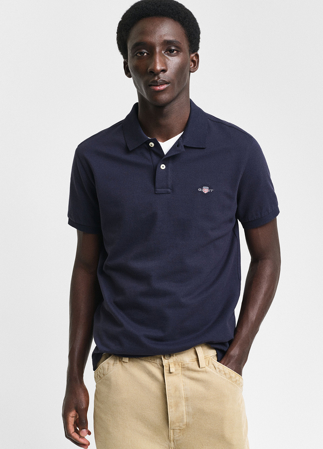Темно-синяя футболка-поло для мужчин Gant однотонная