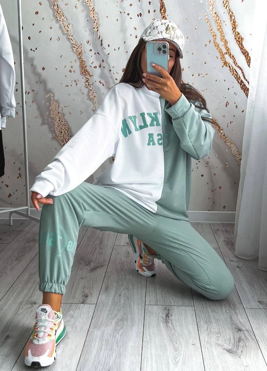Жіночий спортивний костюм OVERSIZE S-M L-XL 2XL-3XL (42-44 46-48 50-52) оливка No Brand (254565537)