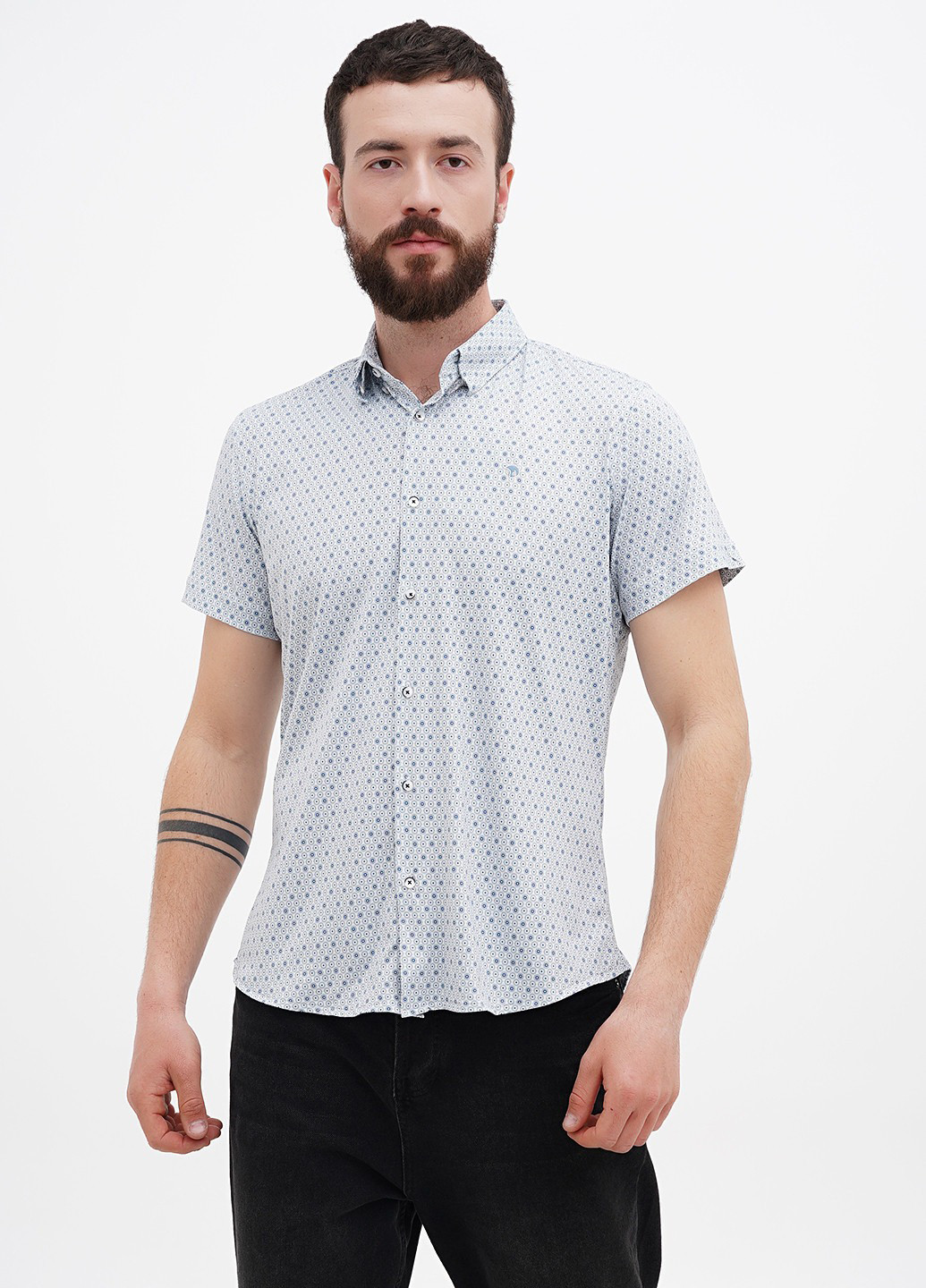 Голубой кэжуал рубашка с геометрическим узором Benson & Cherry