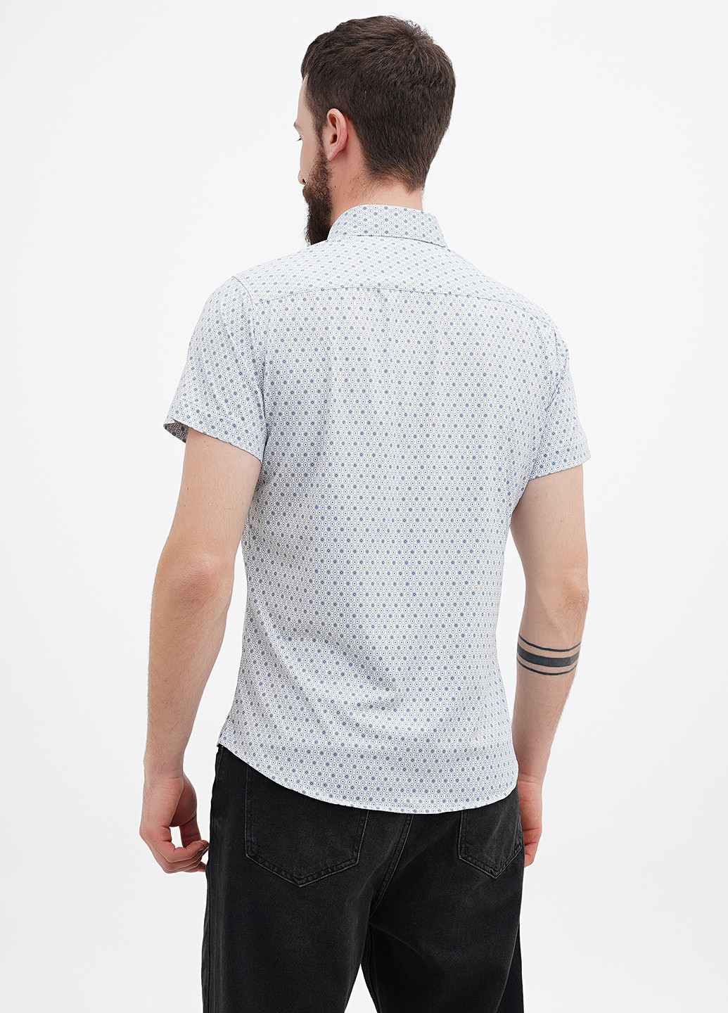 Голубой кэжуал рубашка с геометрическим узором Benson & Cherry