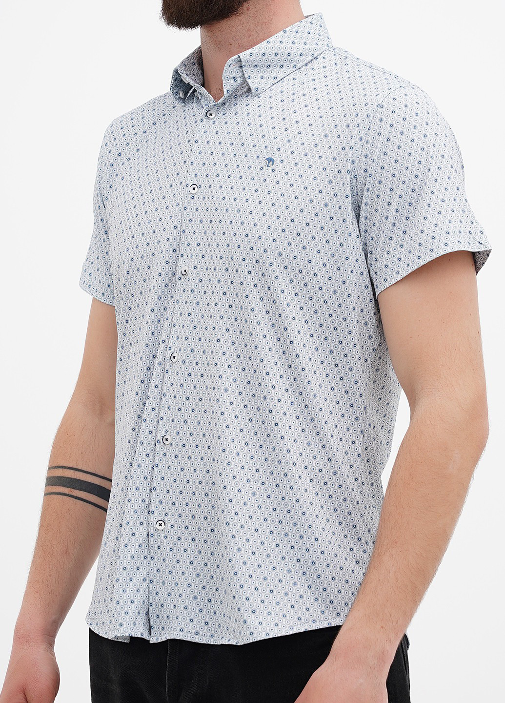 Голубой кэжуал рубашка с геометрическим узором Benson & Cherry