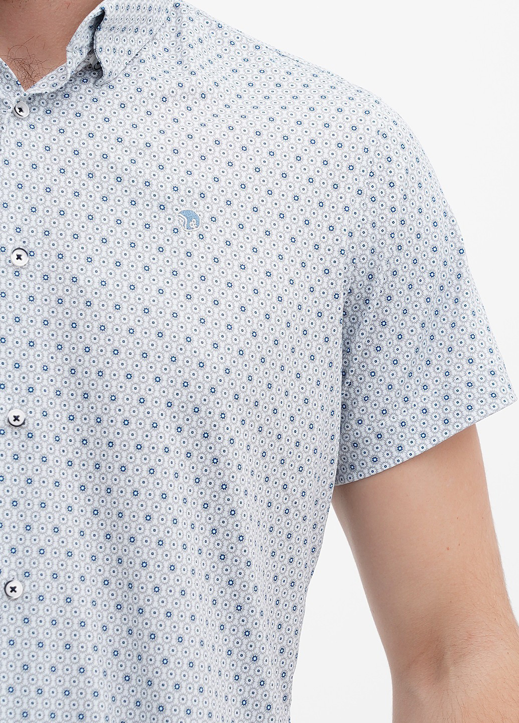 Голубой кэжуал рубашка с геометрическим узором Benson & Cherry