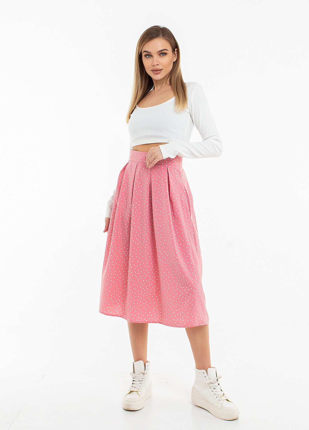 Розовая кэжуал в горошек юбка Elfberg колокол