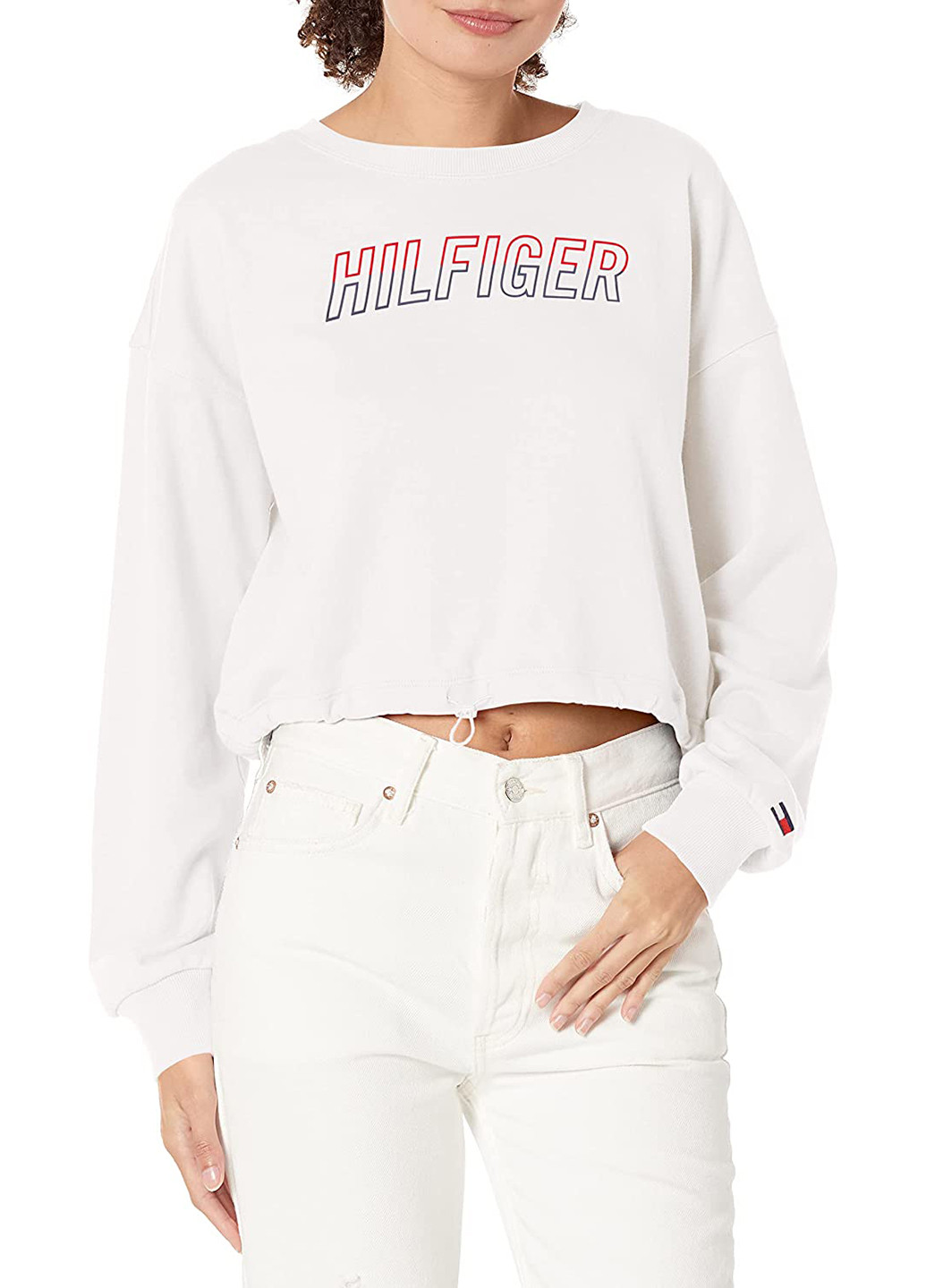 Світшот Tommy Hilfiger - Вільний крій логотип білий кежуал бавовна - (256671021)