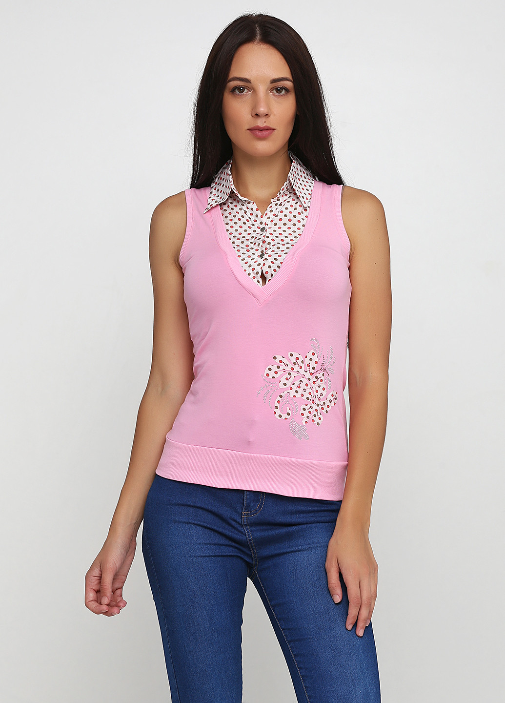Розовая женская футболка-поло Itaka с рисунком