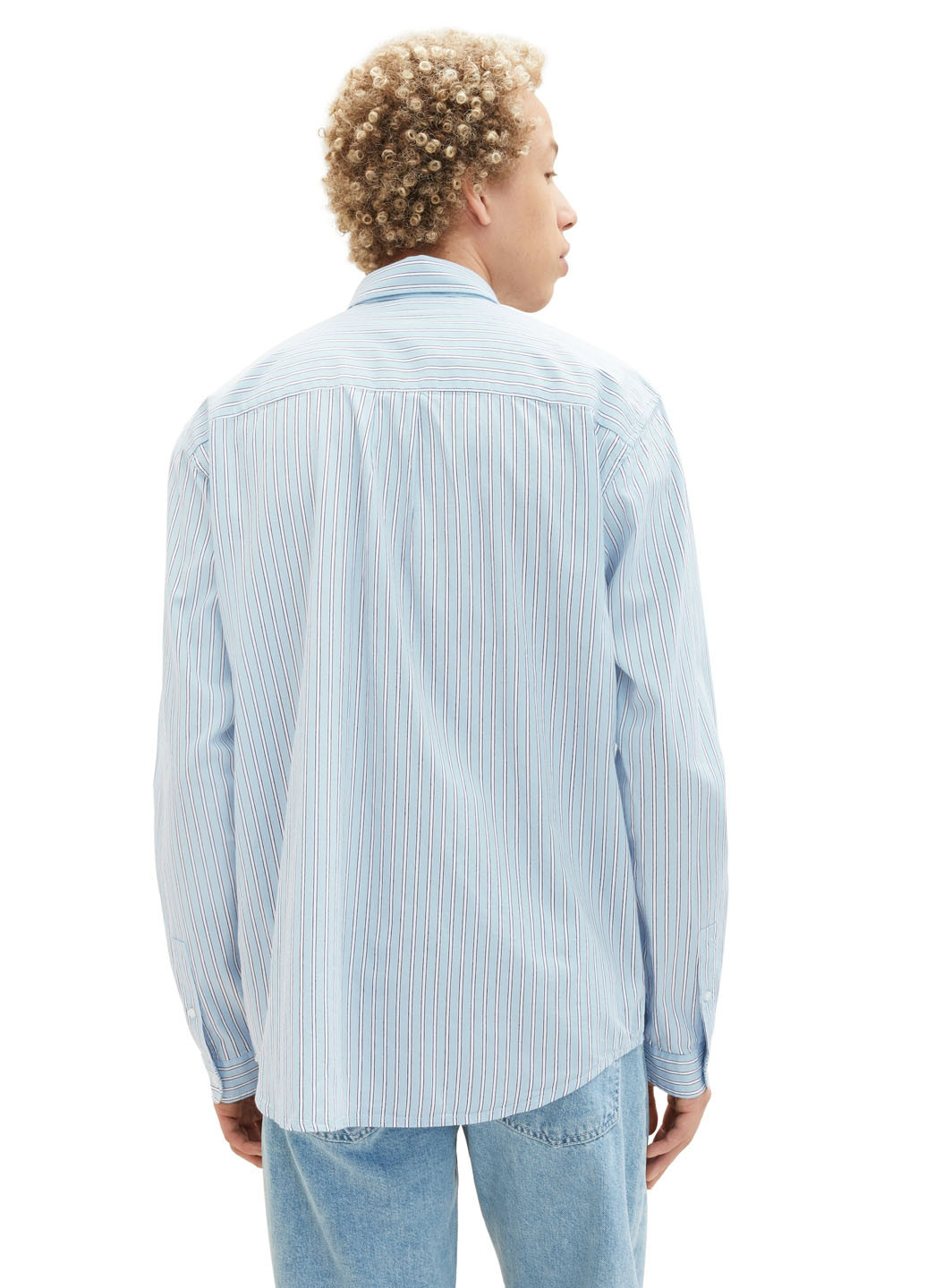 Голубой кэжуал рубашка в полоску Tom Tailor
