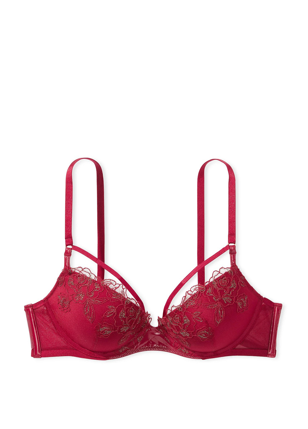 Тёмно-красный балконет бюстгальтер Victoria's Secret с косточками полиамид