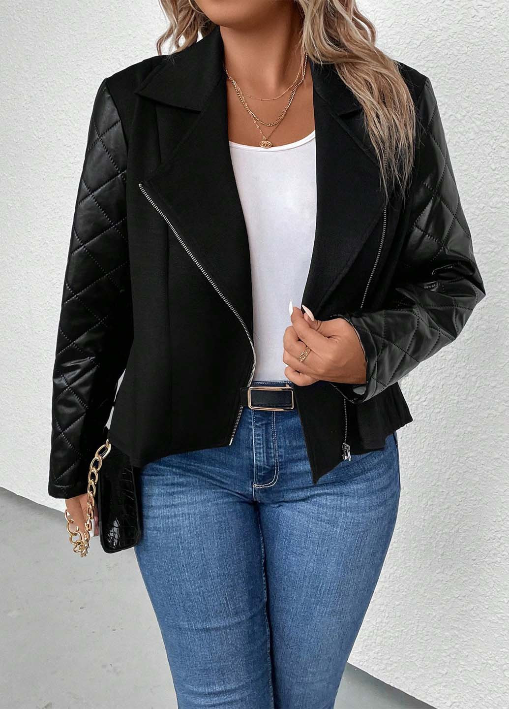 Чорна демісезонна куртка косуха SHEIN