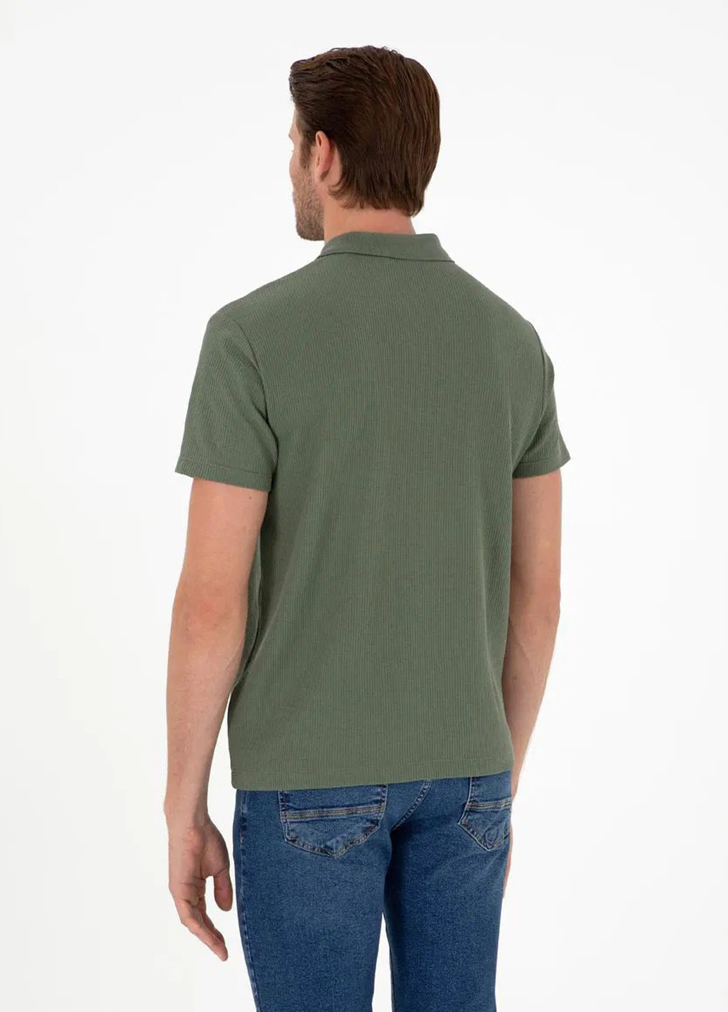 Оливковая (хаки) футболка-поло для мужчин Pierre Cardin с логотипом