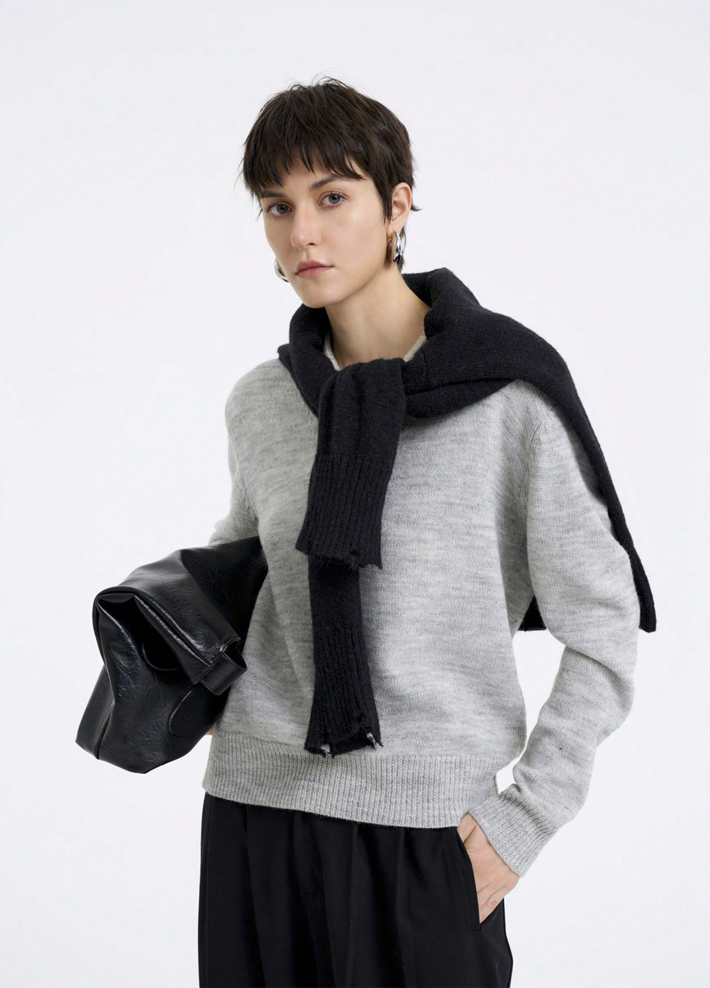 Світло-сірий демісезонний пуловер пуловер SHEIN