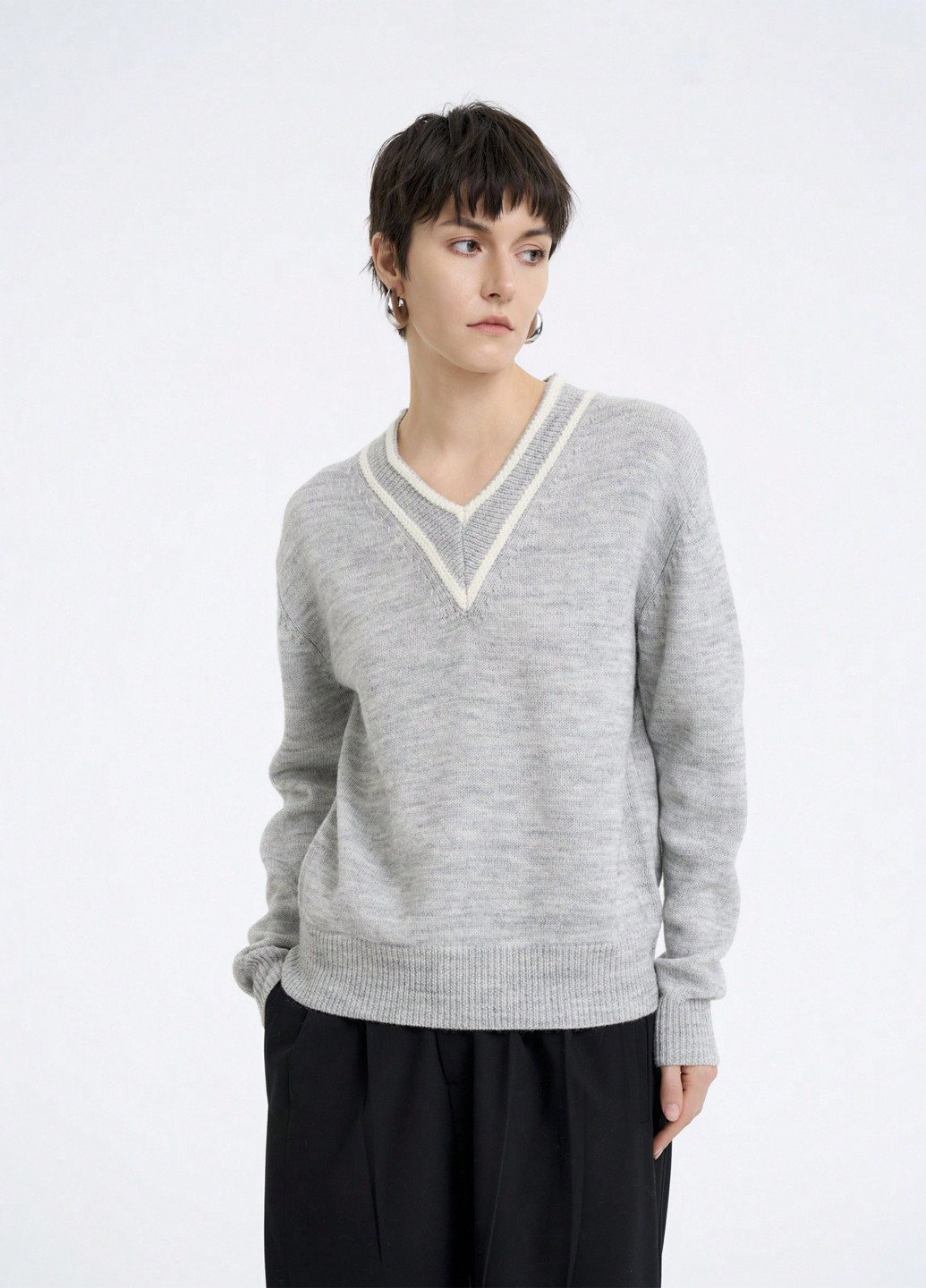 Світло-сірий демісезонний пуловер пуловер SHEIN