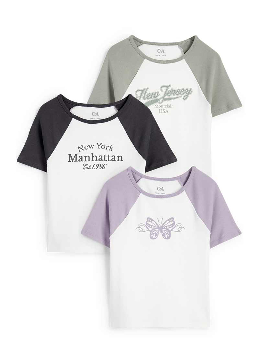 Белая летняя футболка (3 шт.) C&A