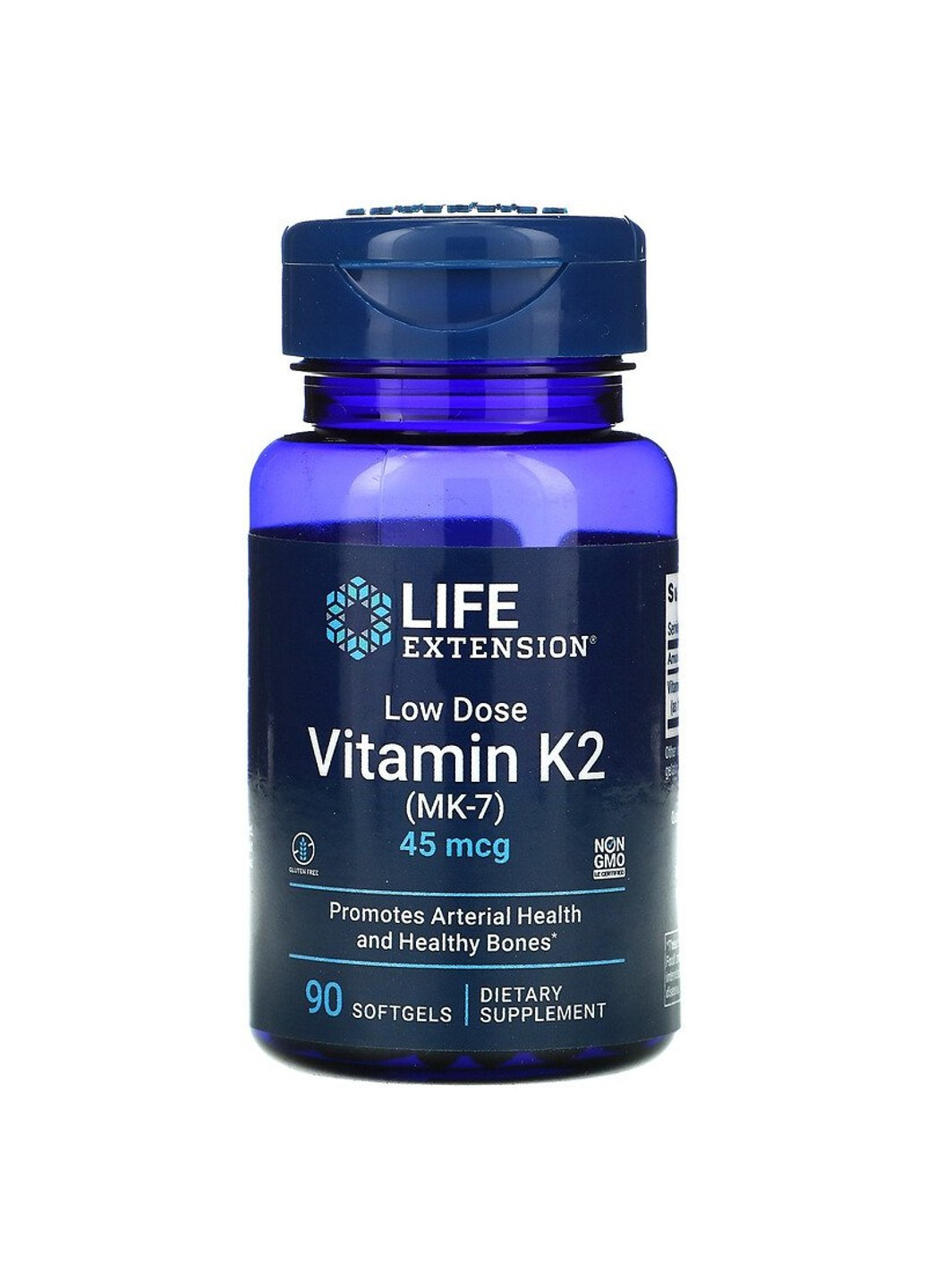 Витамин К2 (МК-7) 45 мкг, Low Dose Vitamin K2 (MK-7),, 90 желатиновых капсул Life Extension (255408079)