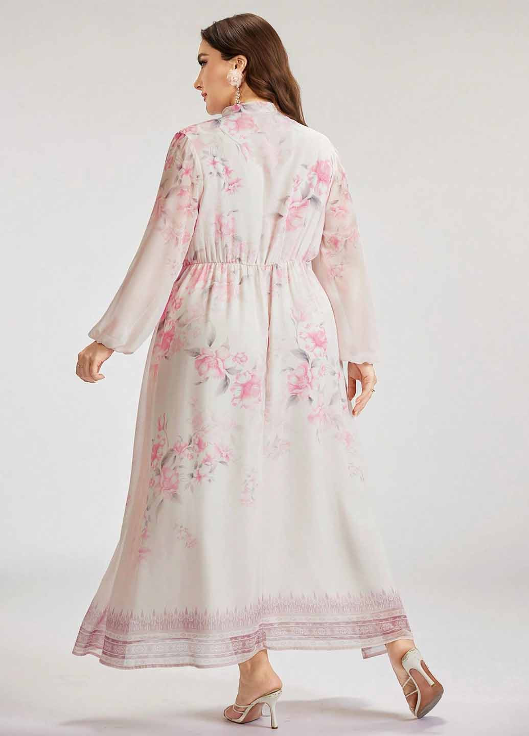 Блідо-рожева святковий сукня кльош SHEIN з квітковим принтом