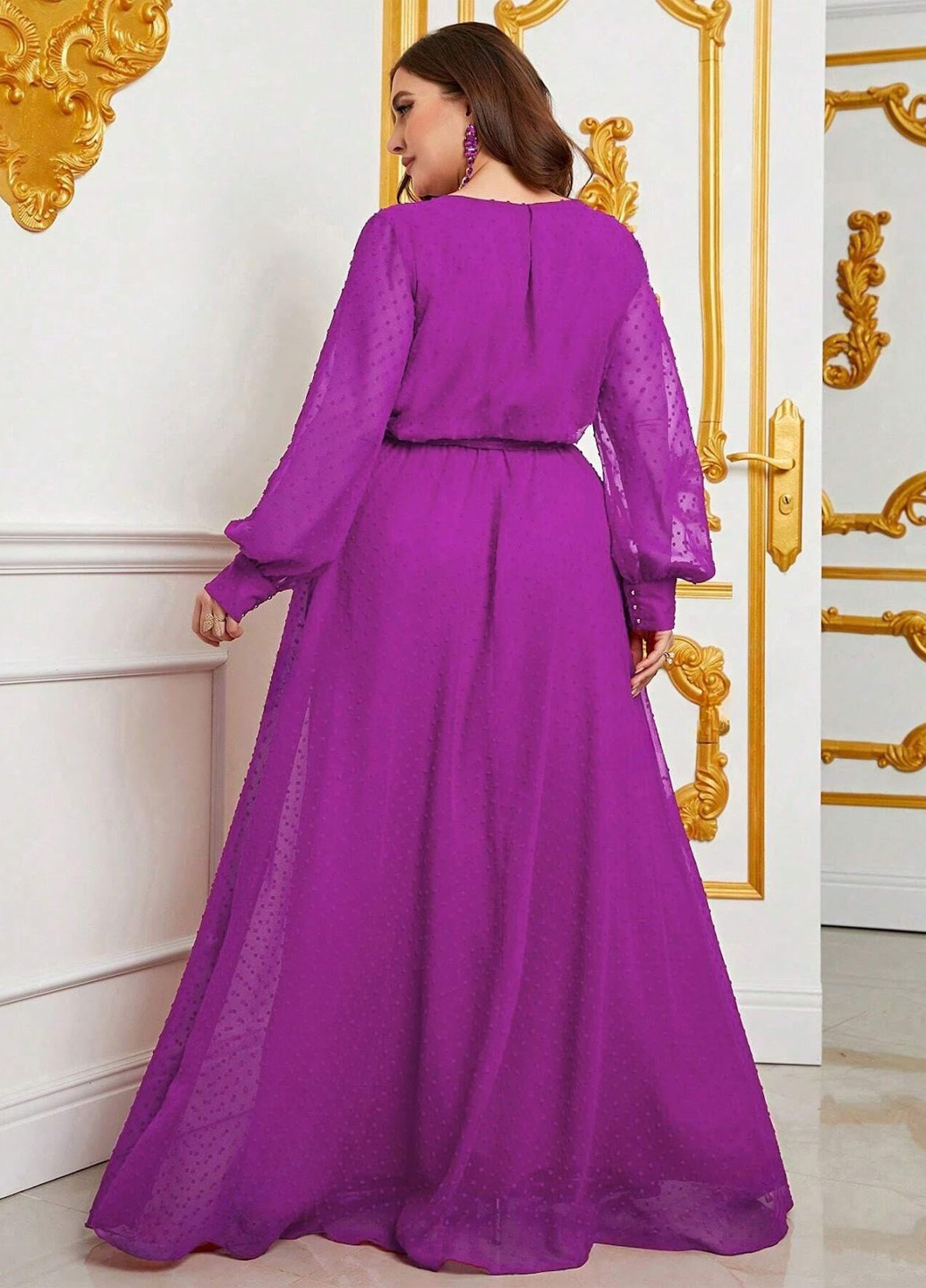 Фіолетова вечірня сукня на запах SHEIN однотонна