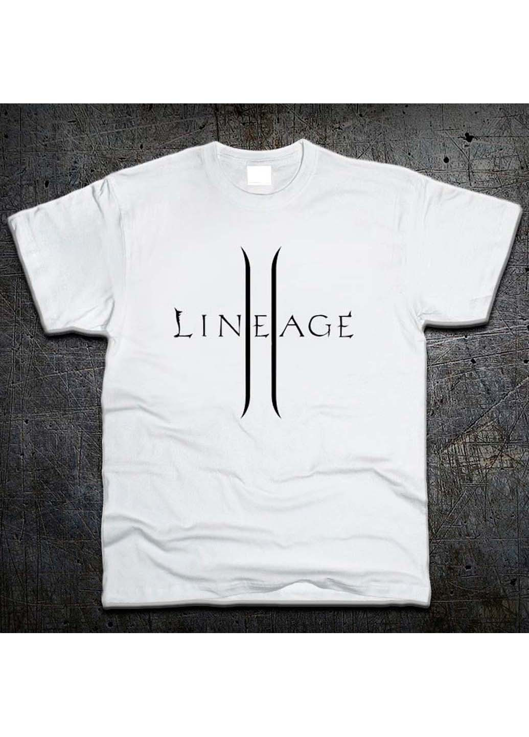 Біла футболка Fruit of the Loom Логотип Линейдж 2 Logo Lineage 2