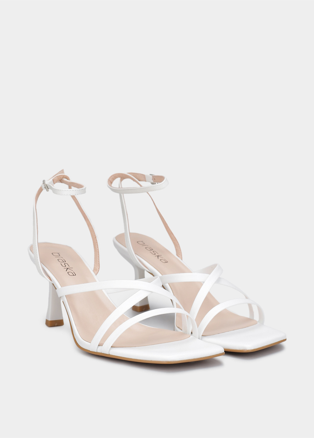 Белые босоножки Braska с ремешком плетение