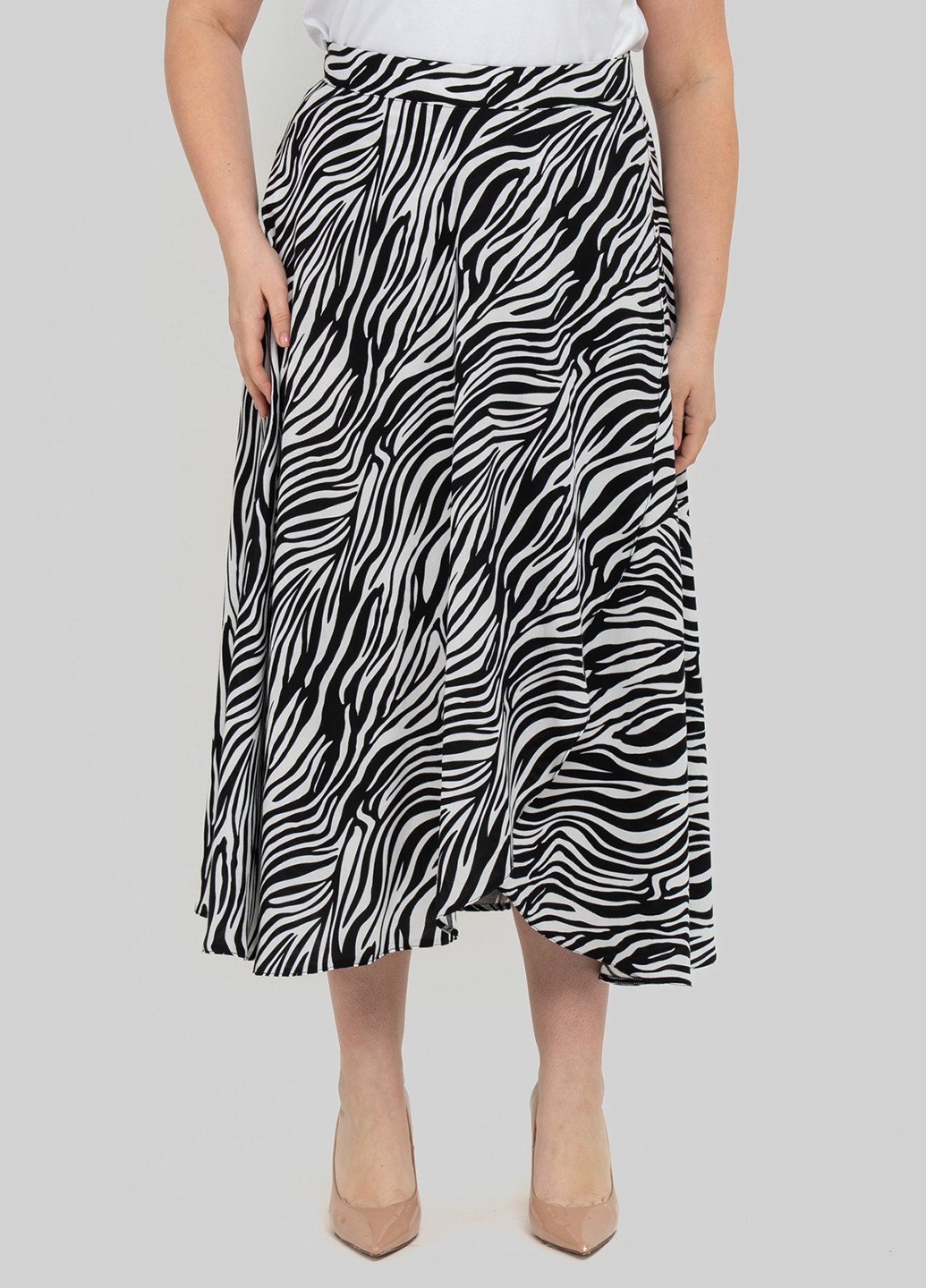 Черно-белая кэжуал зебра юбка A'll Posa клешированная, на запах