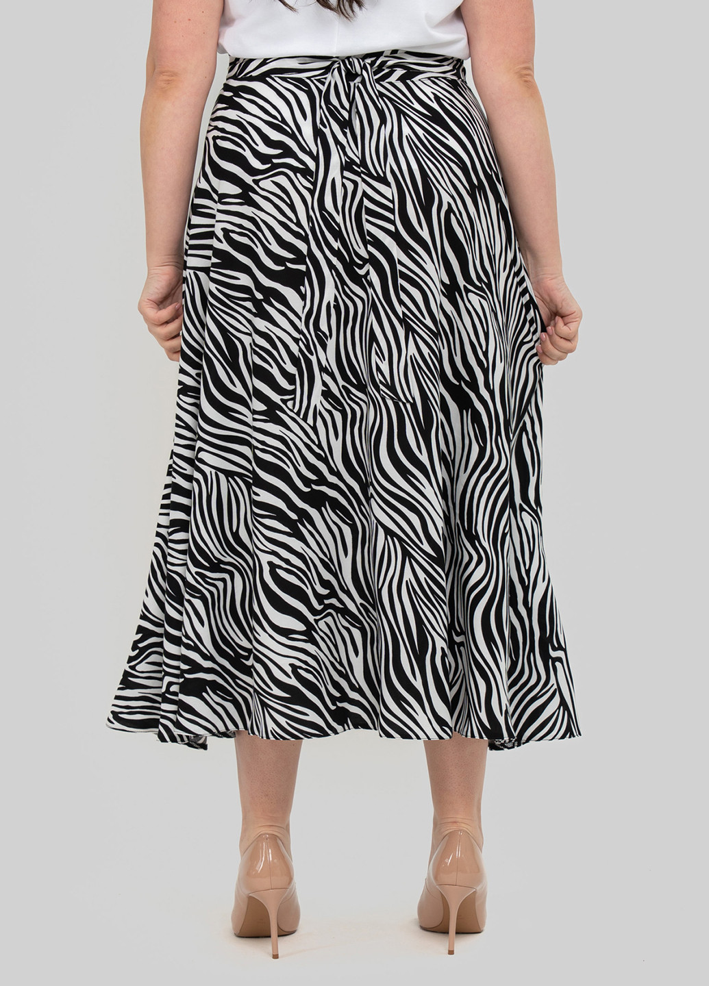 Черно-белая кэжуал зебра юбка A'll Posa клешированная, на запах